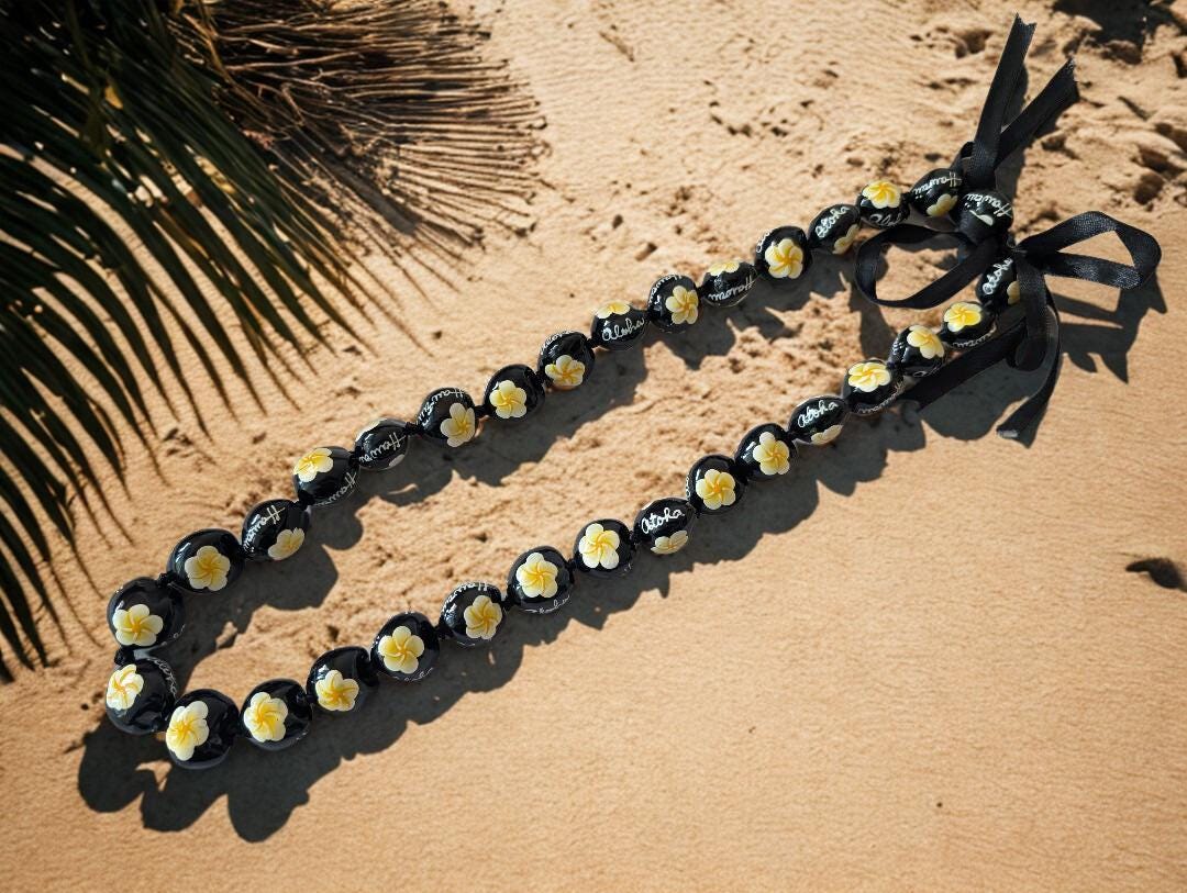 Yellow Hibiscus Kukui Nut Specialty Lei Graduation Senior Lei