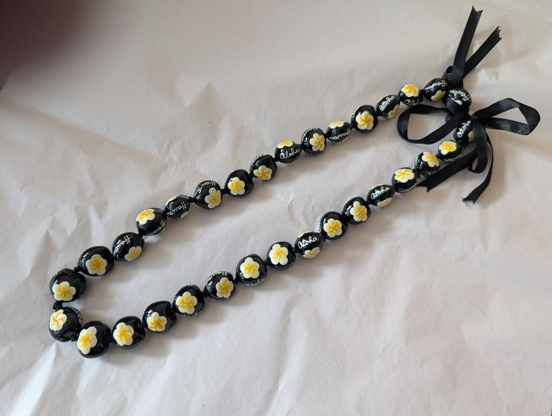 Yellow Hibiscus Kukui Nut Specialty Lei Graduation Senior Lei
