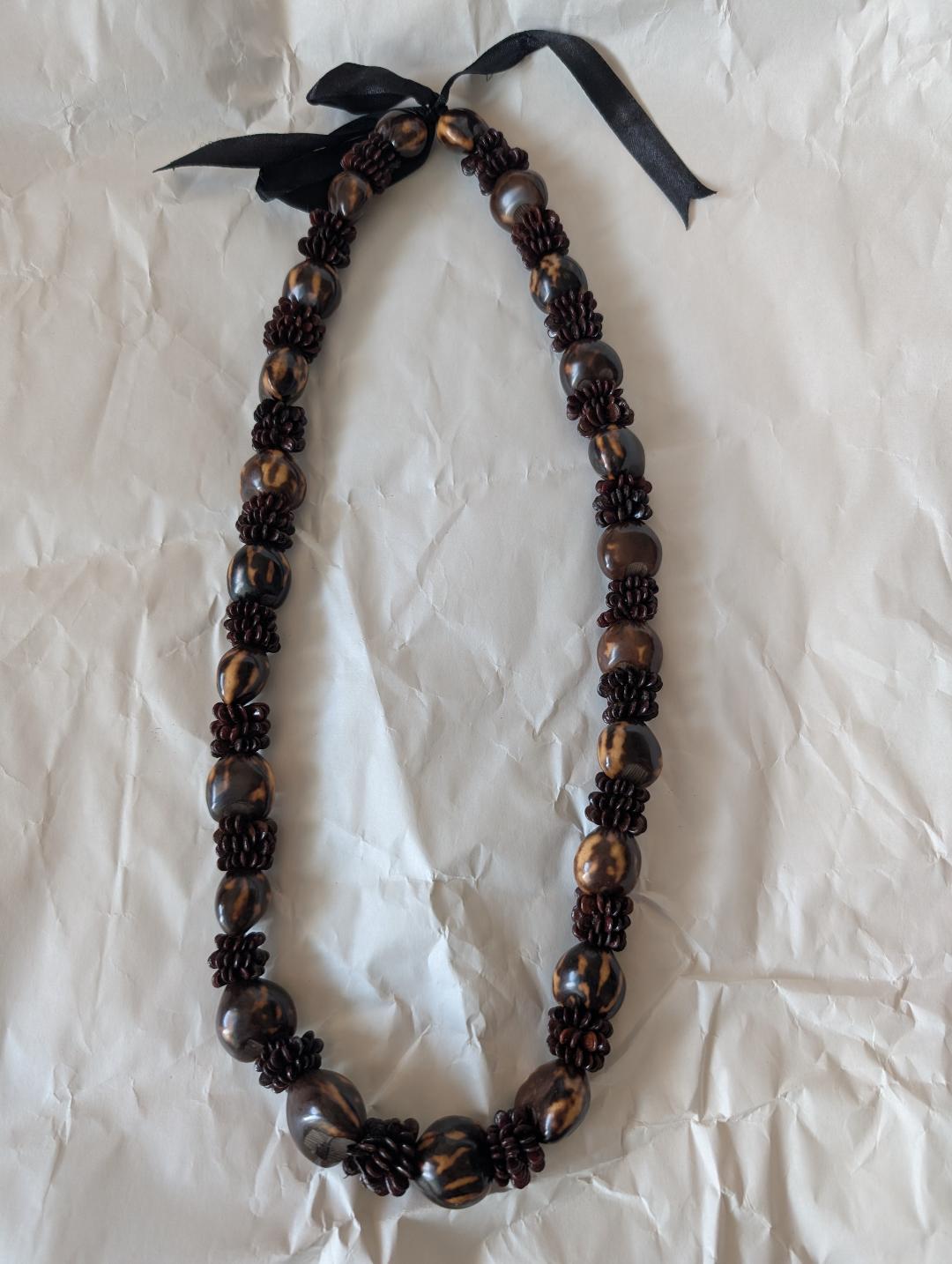 Kukui Nut Lei Set – Royal Tiger & White Hawaiian Wedding, Anniversary, Milestones Leis
