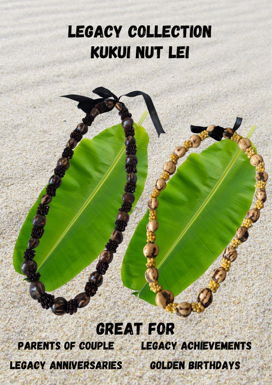 Kukui Nut Lei Set – Royal Tiger & White Hawaiian Wedding, Anniversary, Milestones Leis